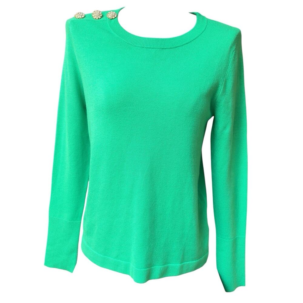 Lilly Pulitzer Morgen Sweater Womens Size Small Emerald Green Rhinestone Buttons